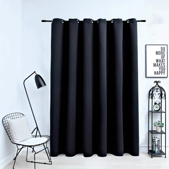 vidaXL Mørklægningsgardin med Metalringe 290 x 245 cm Sort