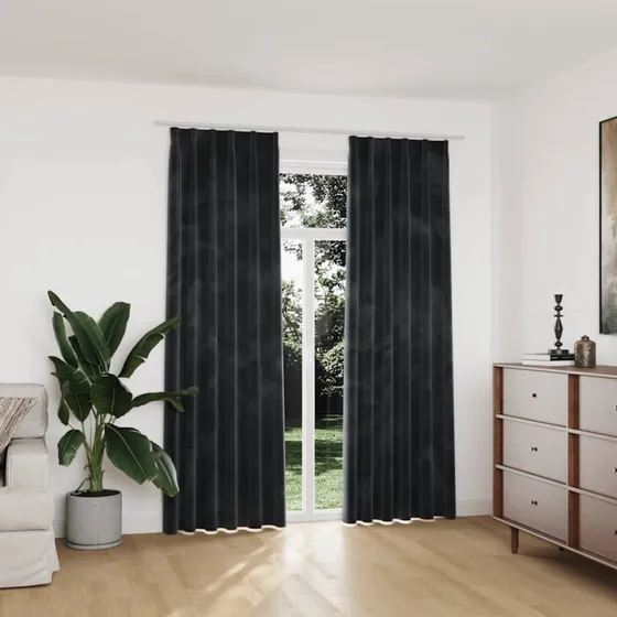 vidaXL Mørklægningsgardiner med Kroge 2 stk. 140 x 225 cm Antracitgrå