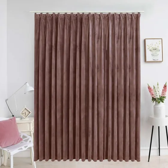 vidaXL Mørklægningsgardin med Kroge 290 x 245 cm Fløjl Gammelrosa