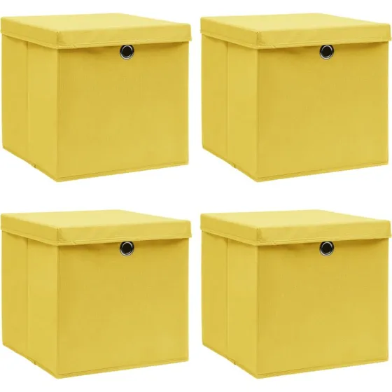 vidaXL 4 stk. opbevaringskasser 32x32x32 cm gul foldbare