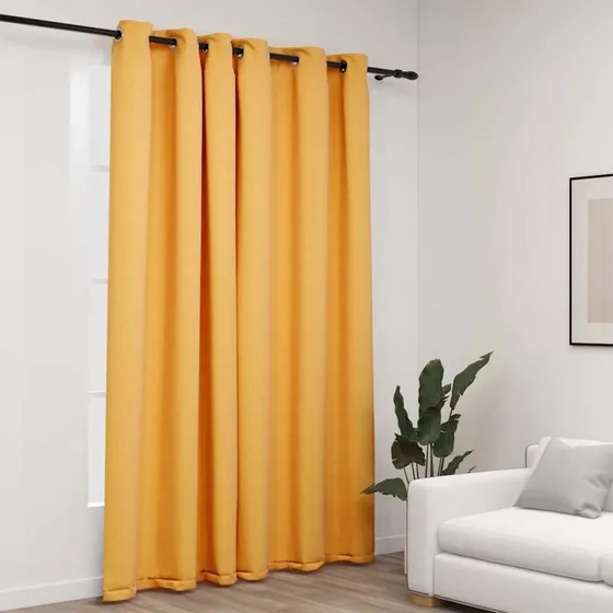 vidaXL Mørklægningsgardin 290x245 cm Hør-Look Gul