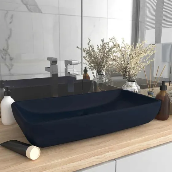 vidaXL Luksuriøs Håndvask 71x38 cm Mat Mørkeblå