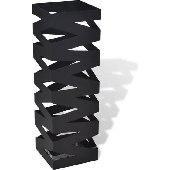 Sort kvadratisk paraplyholder, stål, 48,5 cm
