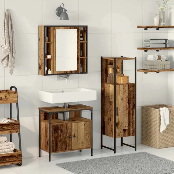 vidaXL Badeværelsesmøbel sæt 3 pcs Brun 60x30x60 cm Konstrueret træ