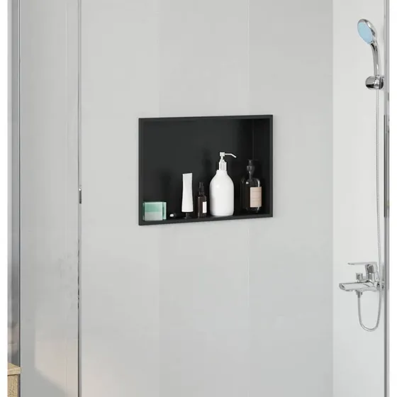 vidaXL Bruse Niche Sort 45 x 30 x 9,5 cm Rustfrit Stål