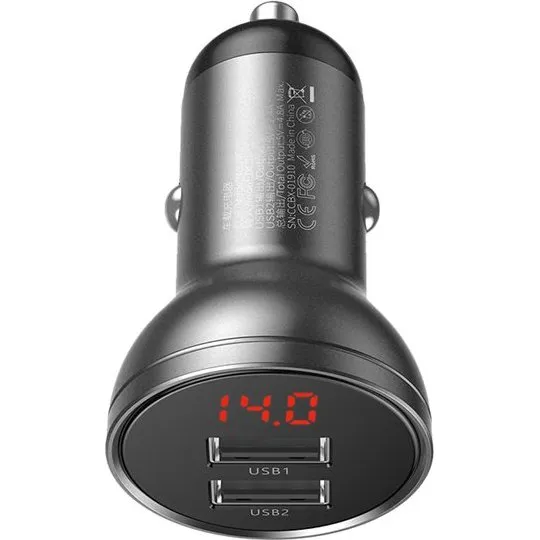 Baseus VCBXA Bilstrømsadapter 24W, 2 USB