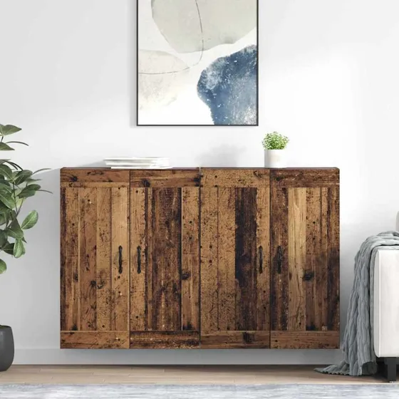 vidaXL Væghængt Skab 2 stk Gammelt Træ 69,5 x 34 x 90 cm