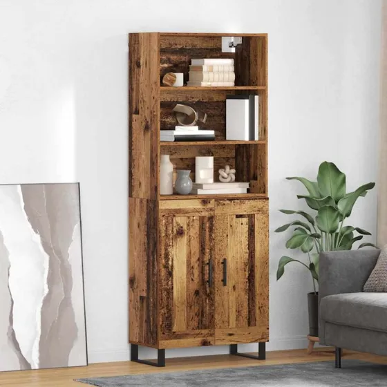 vidaXL Highboard 2 pc Gammelt Træ 69,5 x 34 x 180 cm