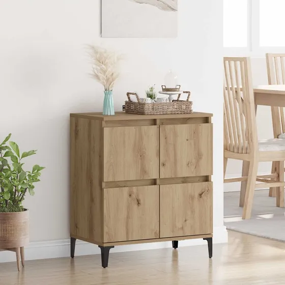 vidaXL Sideboard Artisan Egetræ 60 x 35 x 70 cm, Ingeniørt træ og jern