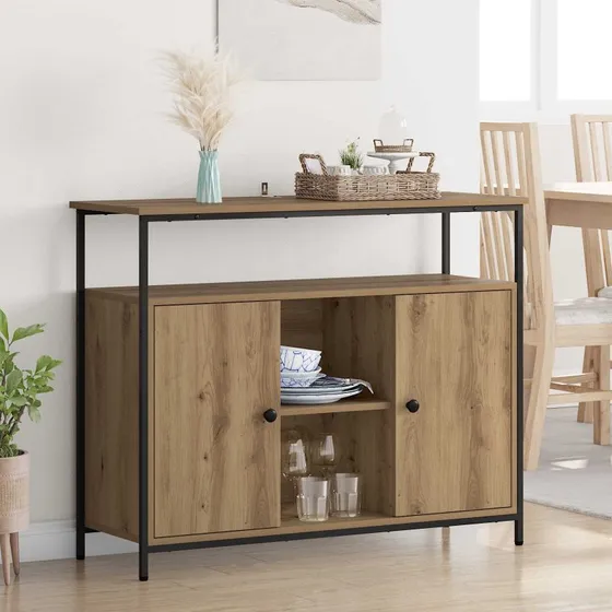 vidaXL Sideboard Artisan Egetræ 100 x 35 x 80 cm