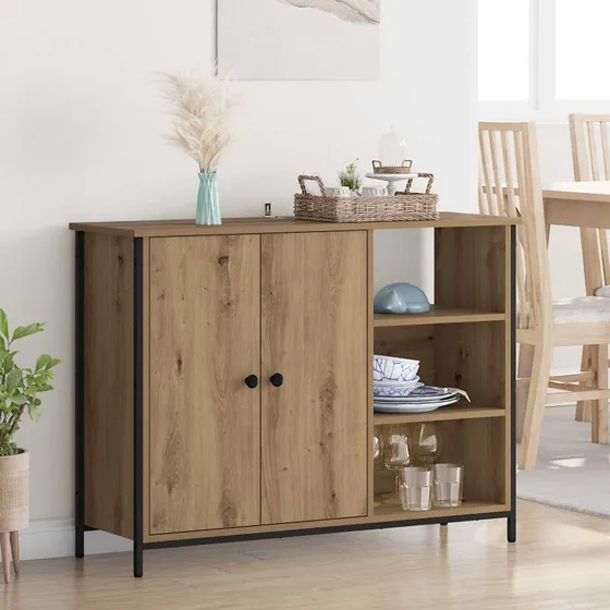 vidaXL Sideboard Artisan Egetræ 100 x 33 x 75 cm