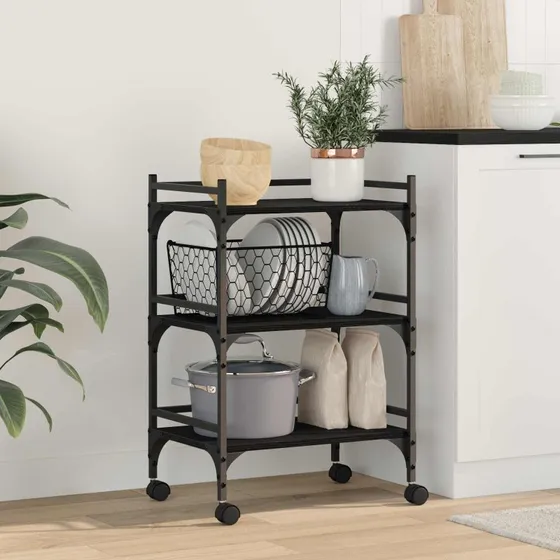 vidaXL Køkkenvogn Sort 50 x 35 x 75,5 cm Konstrueret Træ