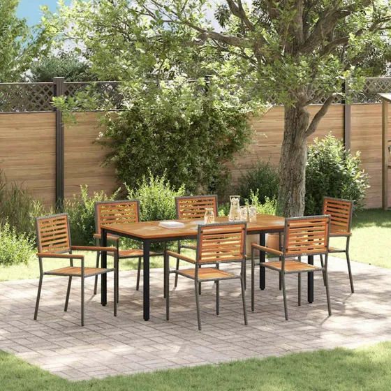 vidaXL Have Spisebordssæt 7 stk Grå/Brun 180x90x75 cm PolyRattan
