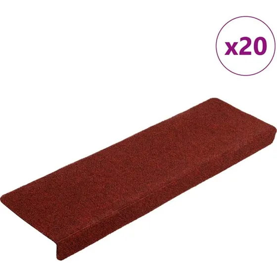 vidaXL Trappemåtter selvklæbende 20 stk. 65x21x4 cm bordeauxrød