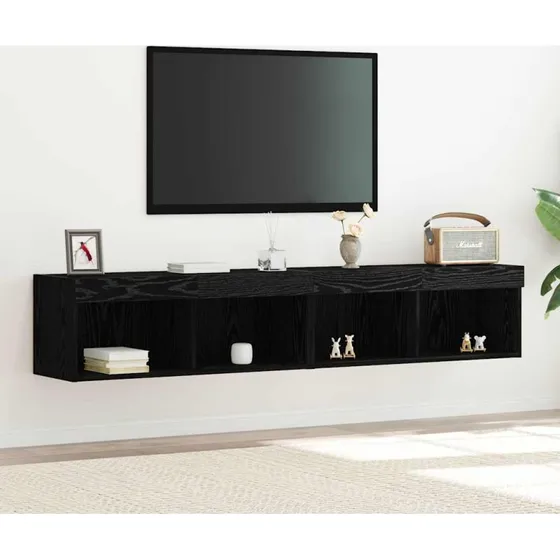 vidaXL TV-møbelsæt 2 stk, Sort, 80 x 30 x 30 cm, Konstrueret træ
