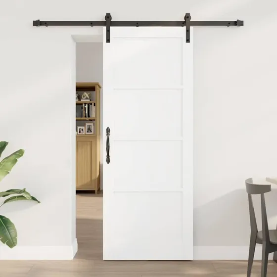 vidaXL Skydedør Hvid og Sort 78 x 202 cm i Massivt Fyrretræ