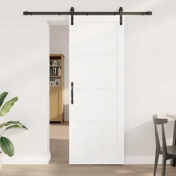 vidaXL Skydedør Hvid og Sort 78 x 211 cm i Massivt Fyrretræ