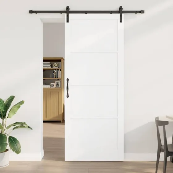 vidaXL Skydedør Hvid og Sort 93 x 232 cm i Massivt Fyrretræ