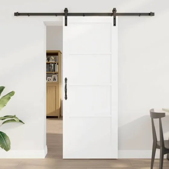vidaXL Skydedør Hvid og Sort 78 x 202 cm i Massivt Fyrretræ