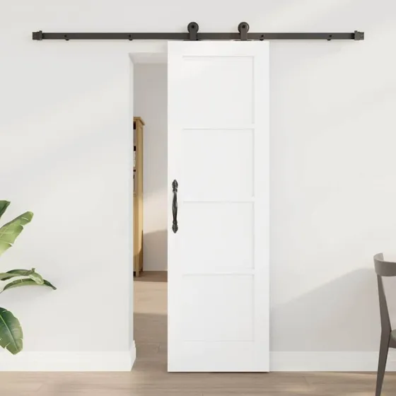 vidaXL Skydedør Hvid og Sort 61 x 198,5 cm Massivt Fyrretræ