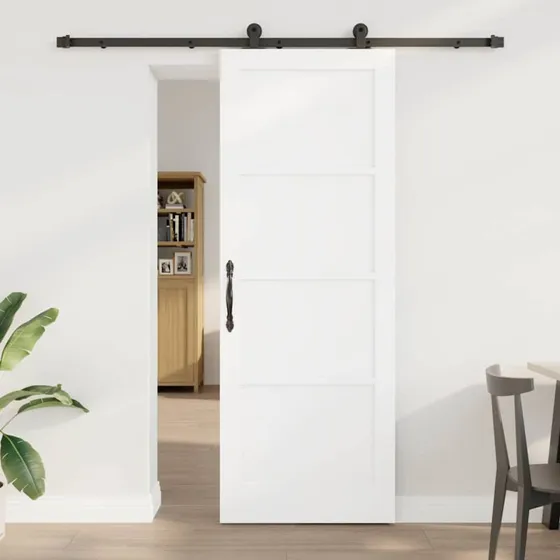 vidaXL Skydedør Hvid og Sort 78 x 211 cm Massiv Fyrretræ