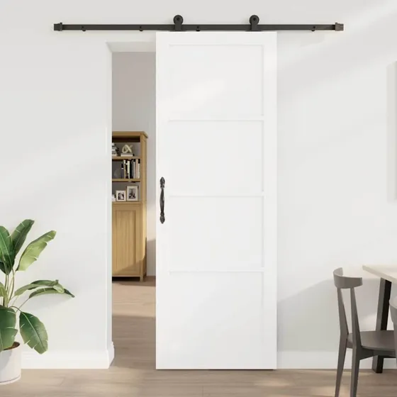 vidaXL Skydedør Hvid og Sort 83 x 232 cm Massivt Fyrretræ