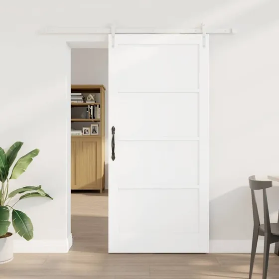 vidaXL ORKDAL Skydedør Hvid 93 x 202 cm Fyrretræ