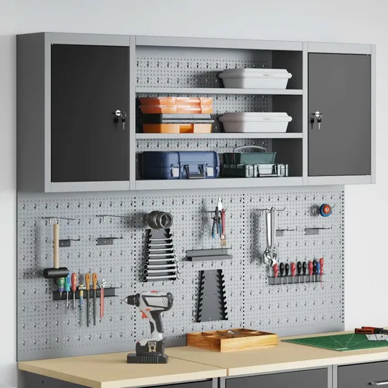 vidaXL Værktøjsskabssæt 4 pc Sort 200 x 20 x 115 cm