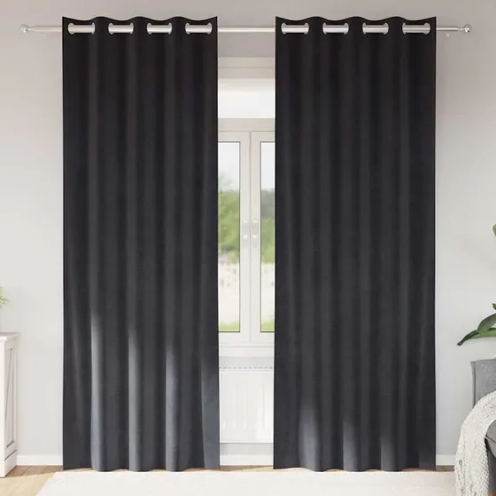 vidaXL Mørklægningsgardiner 2 stk Mørkegrå 140 x 225 cm Fløjl