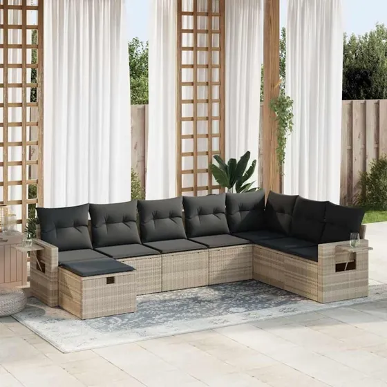 Lumina Sofasæt 8 dele lysegrå polyrattan