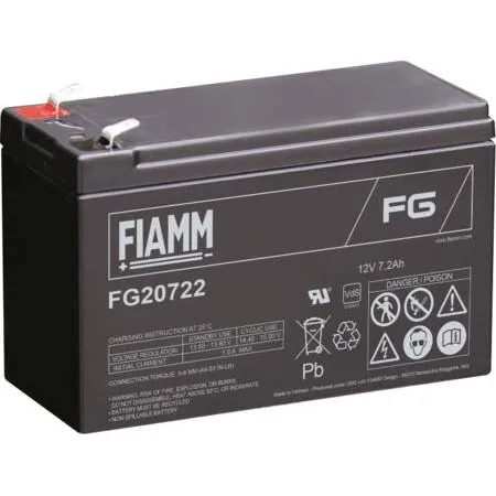 Fiamm Blybatteri 12V/7,2Ah 6,35mm Spadesko