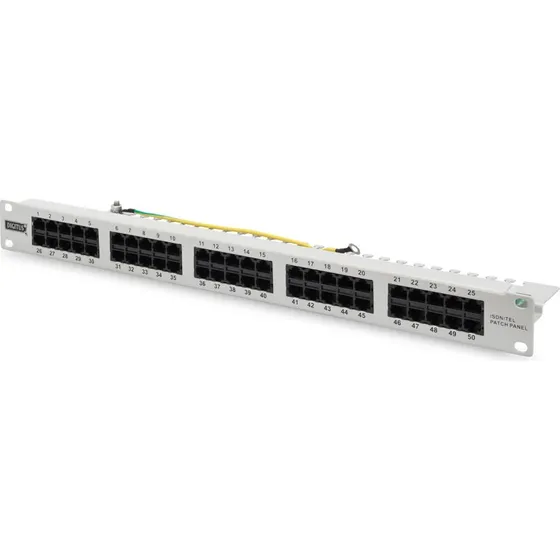 Digitus CAT 3 ISDN Patchpanel 50-port, 1U, grå