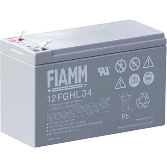 Fiamm 10 Års Blybatteri 12V/9Ah (8.4Ah) med Spadesko