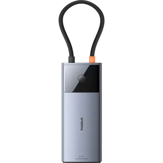 Baseus Metal Gleam Series II 6-in-1 USB-C Dockingstation, Sort