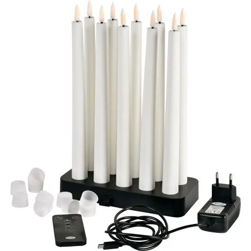 Duni genopladelige LED kronelys, 10 stk. med fjernbetjening