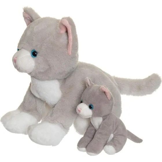 Teddykompaniet Tuva med killing, 30 cm, grå pels
