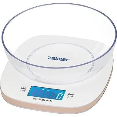 Zelmer ZKS1451 Køkkenvægt med Skål, Hvid, 1g/5kg
