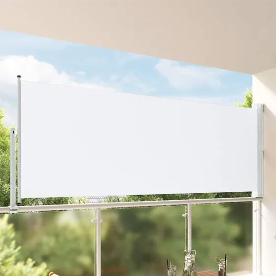 vidaXL Side Markise 160 x 300 cm, Hvid, 100% Polyester, Jernstål