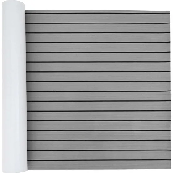 vidaXL Bådmåtte Stribet Lys grå og sort 240 x 90 cm EVA