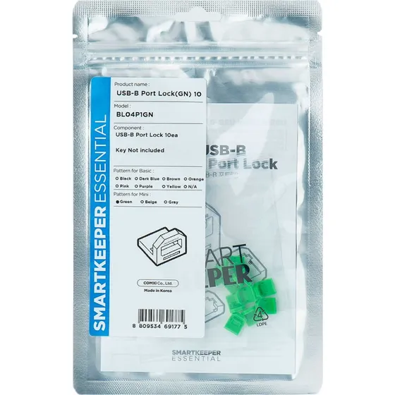 Smartkeeper BL04P1GN USB-B Portblokering Grøn 10 stk