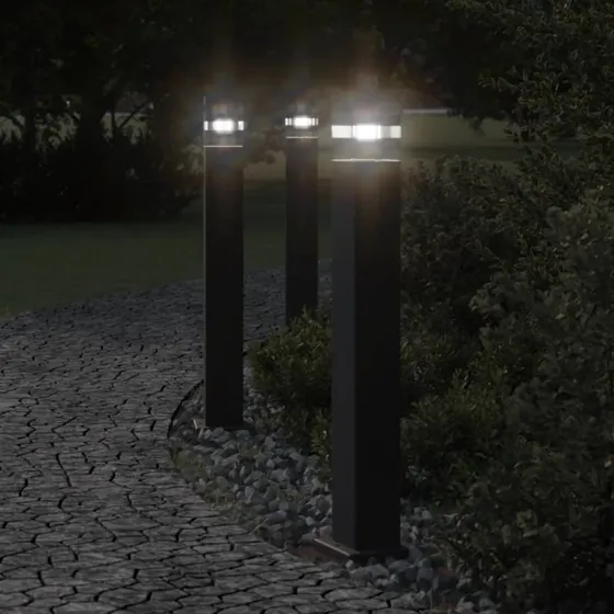 vidaXL 3 stk. udendørs standerlamper 80 cm sort aluminium