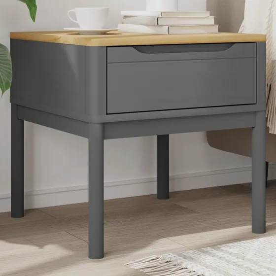 vidaXL Lampebord FLORO 55x55x54 cm massivt fyrretræ grå