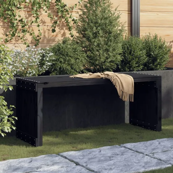 vidaXL havebænk 212,5x40,5x45 cm udvideligt massivt fyr sort