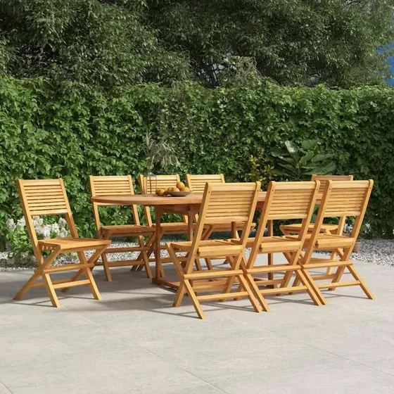 vidaXL 8 stk foldbare havestole i massivt teaktræ, 47x62x90 cm