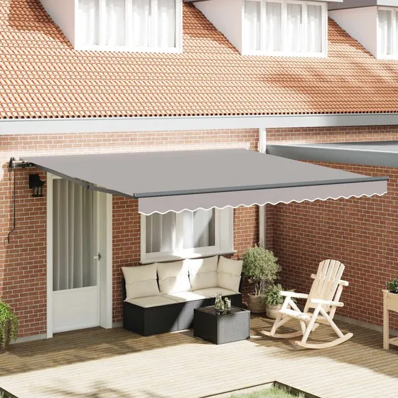 vidaXL Utrækkelig Markise Lysegrå 400×350 cm Stof & Alu