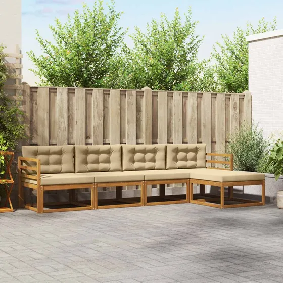 vidaXL Udendørs Sofagruppe 5-pcs Naturlig & Beige