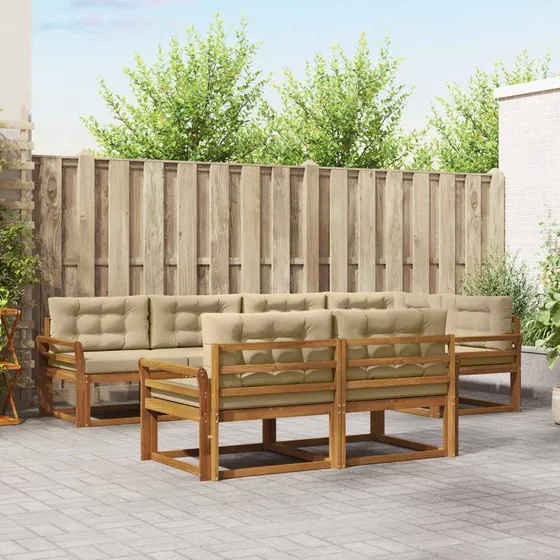 vidaXL Udendørs Sofagruppe 7 dels Naturlig & Beige