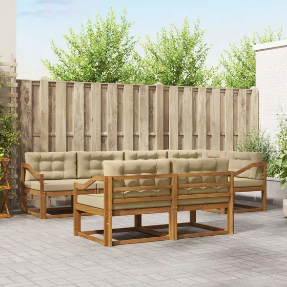 vidaXL Udendørs Sofagruppe 7 dels Naturlig & Beige