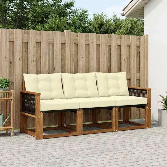 vidaXL Udendørs Sofagruppe 3 pcs Naturlig & Fløde