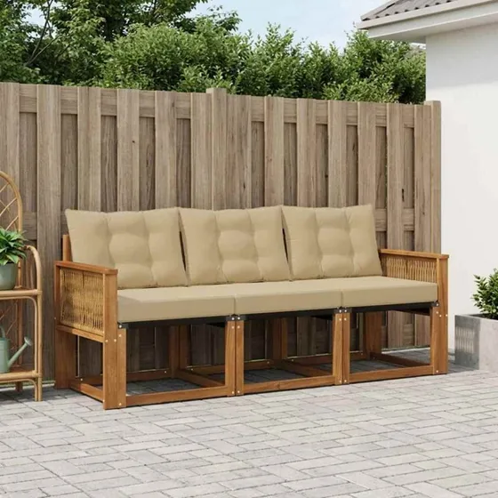 vidaXL Udendørs Sofagruppe 3-pcs Naturlig/Beige